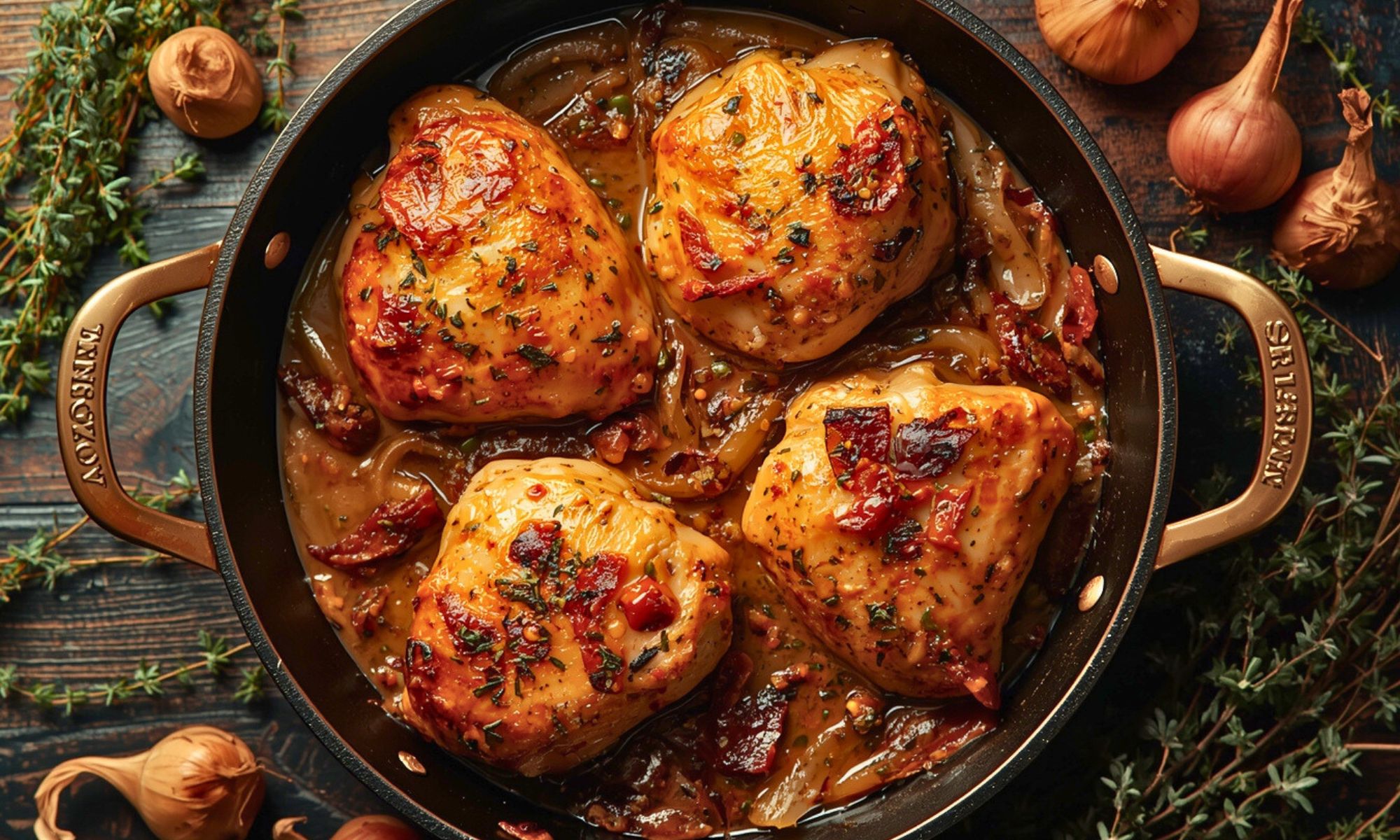 Savory Chicken Fricassee With Crispy Bacon and Caramelized Shallots