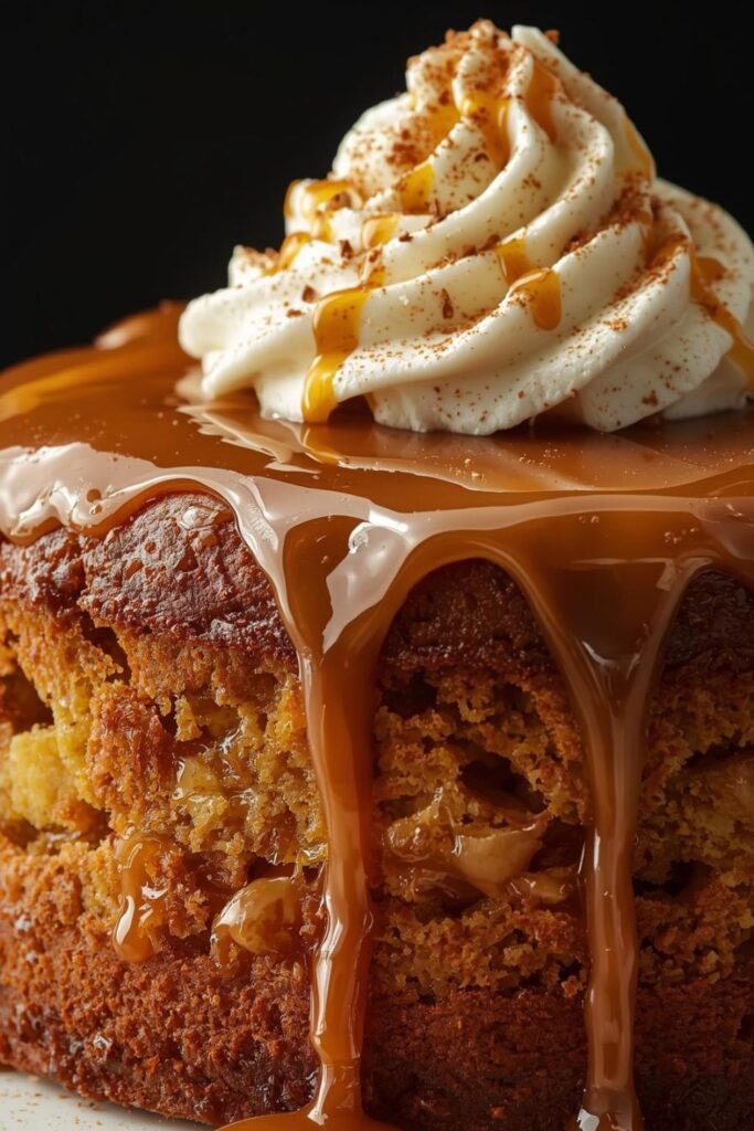 Caramel Apple Cider Cake With Maple Whipped Cream