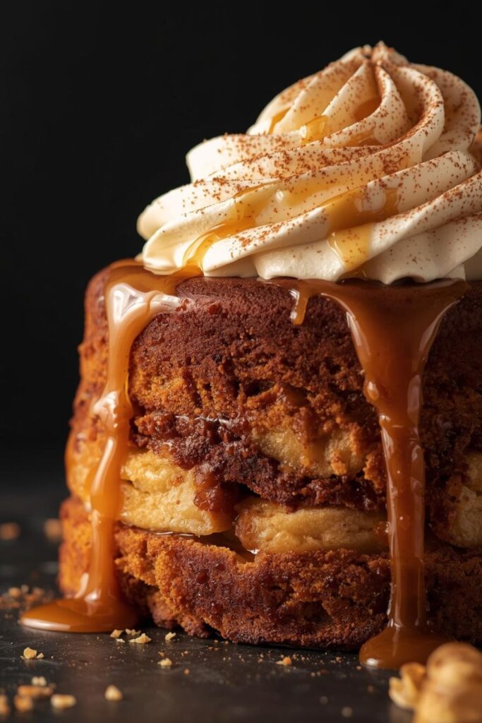 Caramel Apple Cider Cake With Maple Whipped Cream