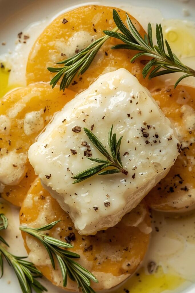 Cod Potatoes in Rosemary Cream Sauce