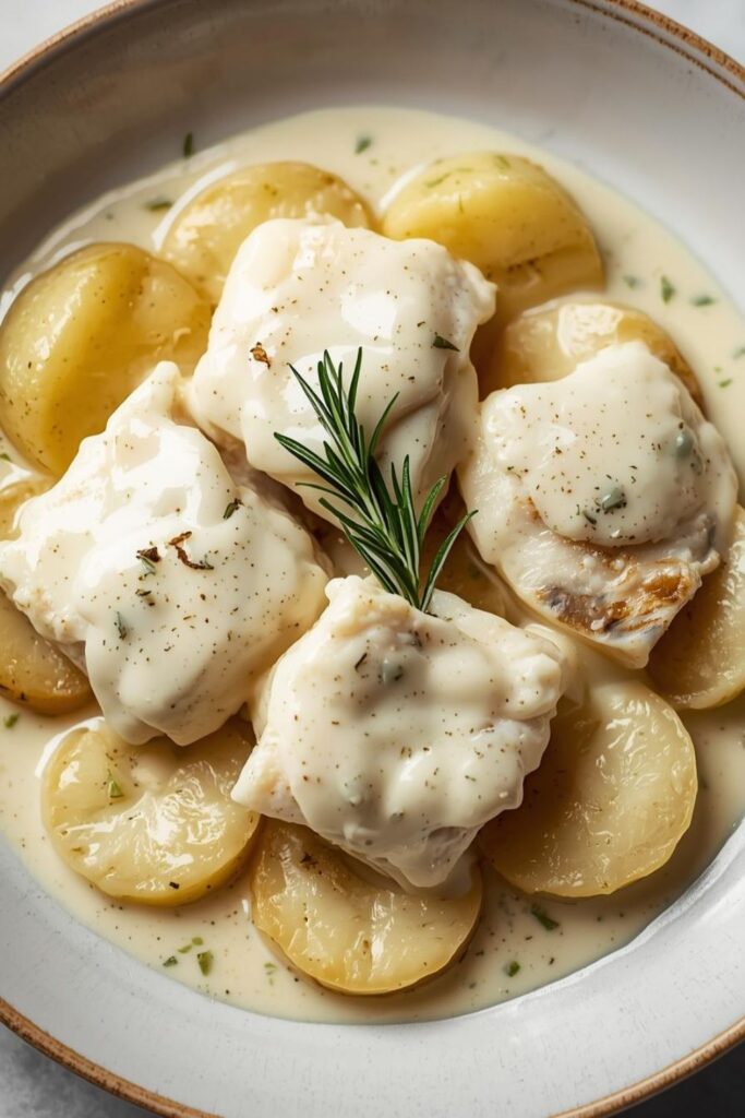 Cod Potatoes in Rosemary Cream Sauce